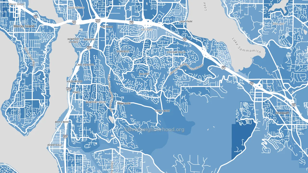 Newport, Bellevue, WA block-group political-lean map