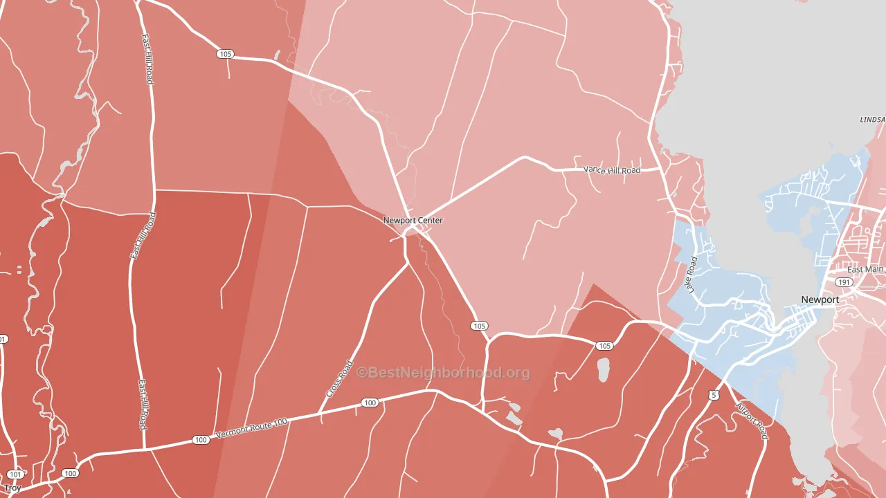 Newport Center, VT block-group political-lean map