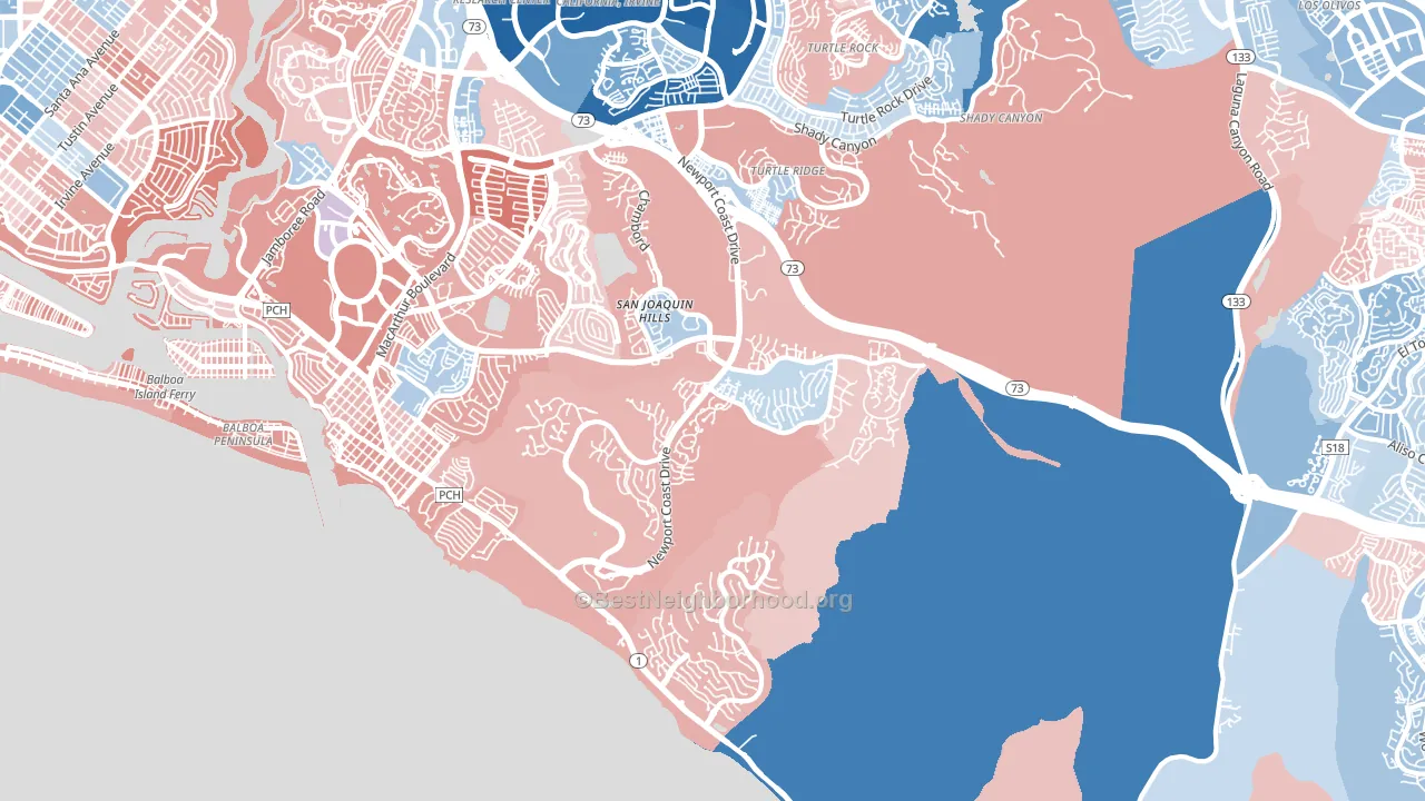 Newport Coast, CA block-group political-lean map