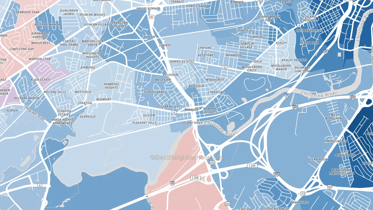 Newport, DE block-group political-lean map
