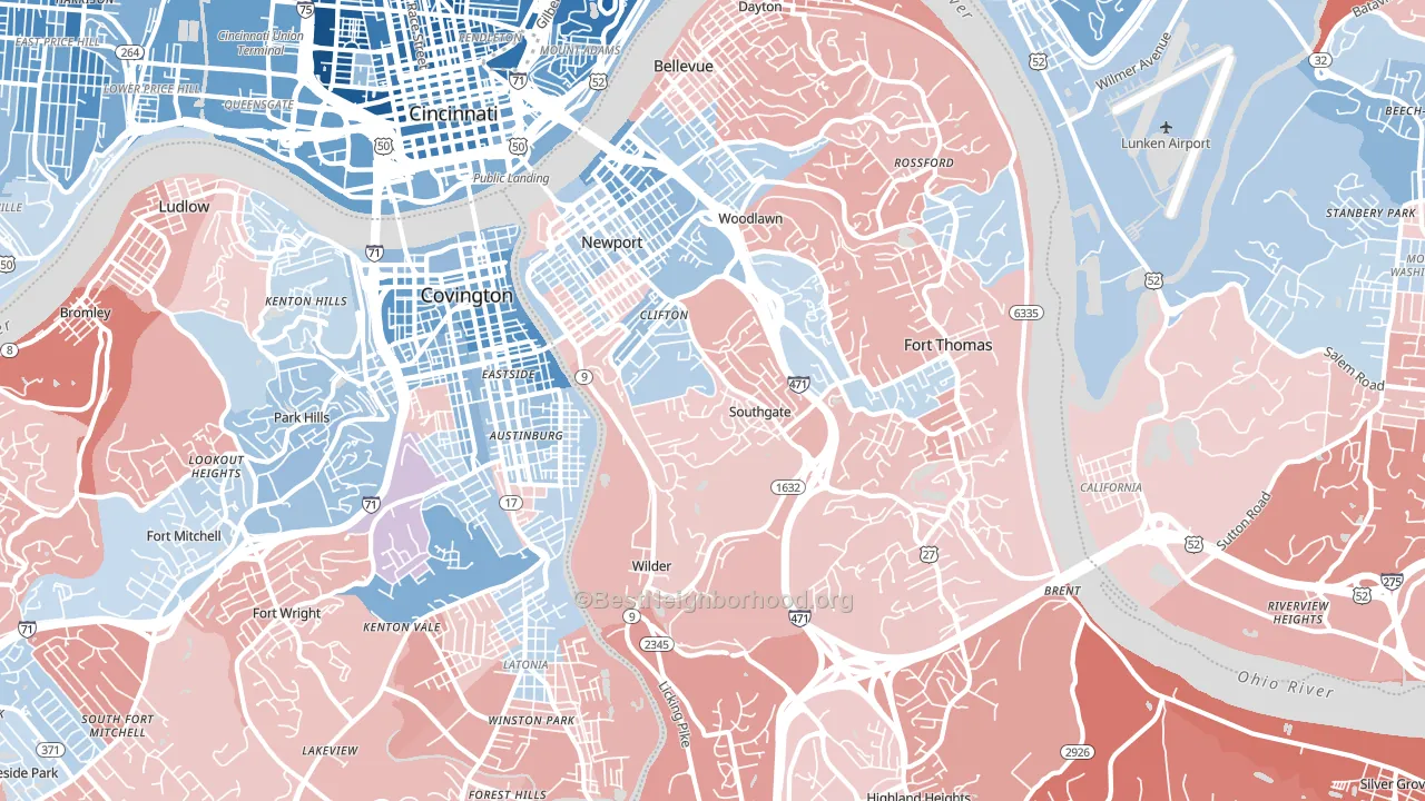 Newport, KY block-group political-lean map
