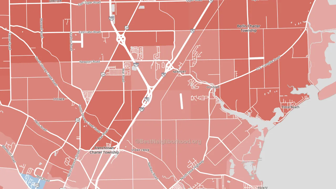 Newport, MI block-group political-lean map