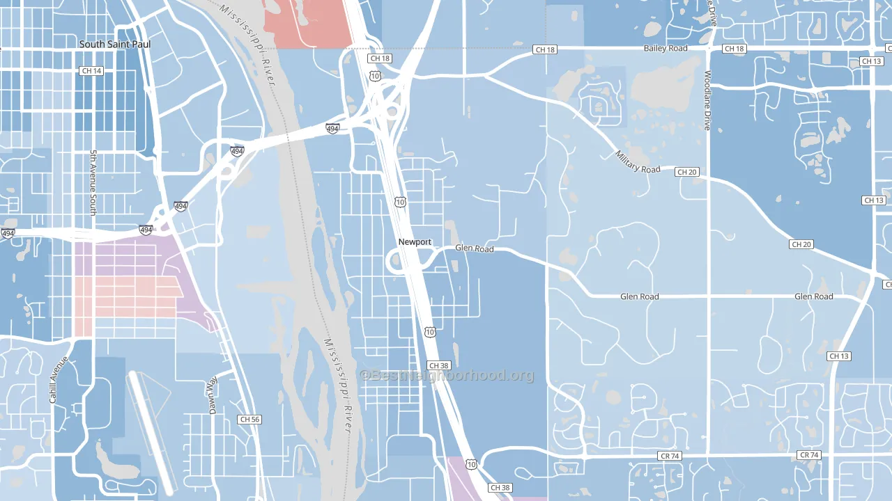 Newport, MN block-group political-lean map