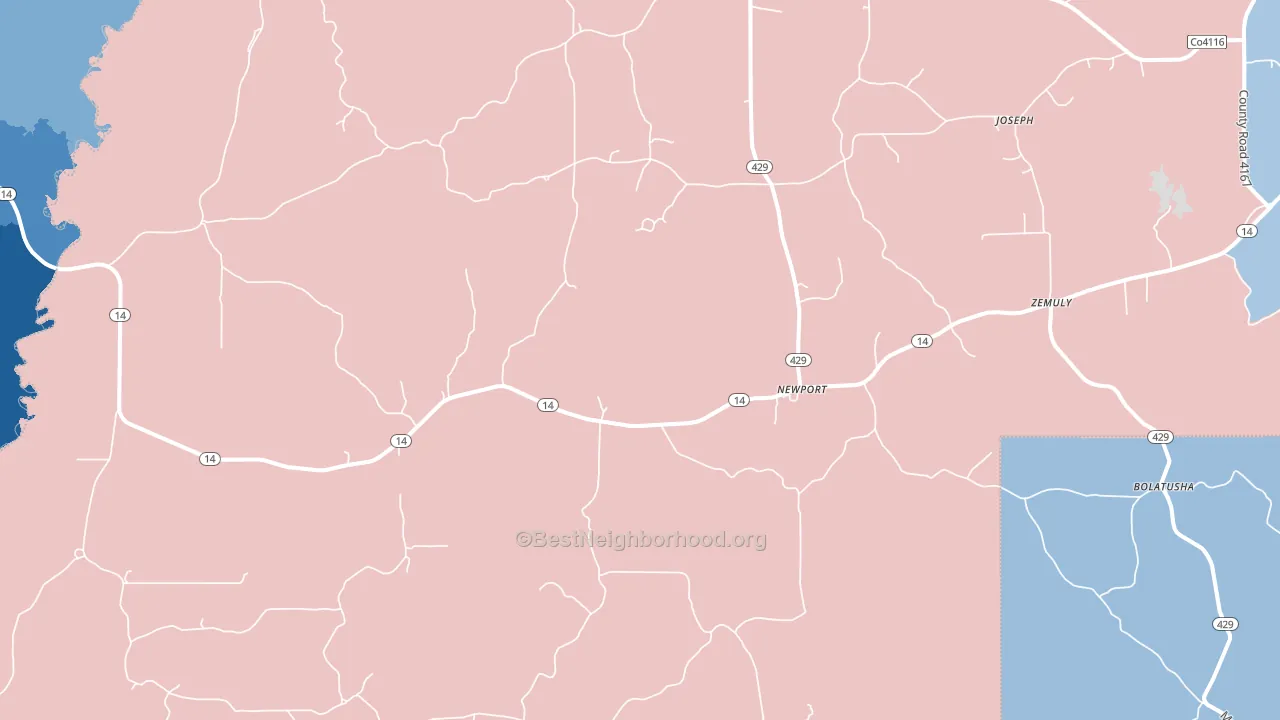 Newport, MS block-group political-lean map