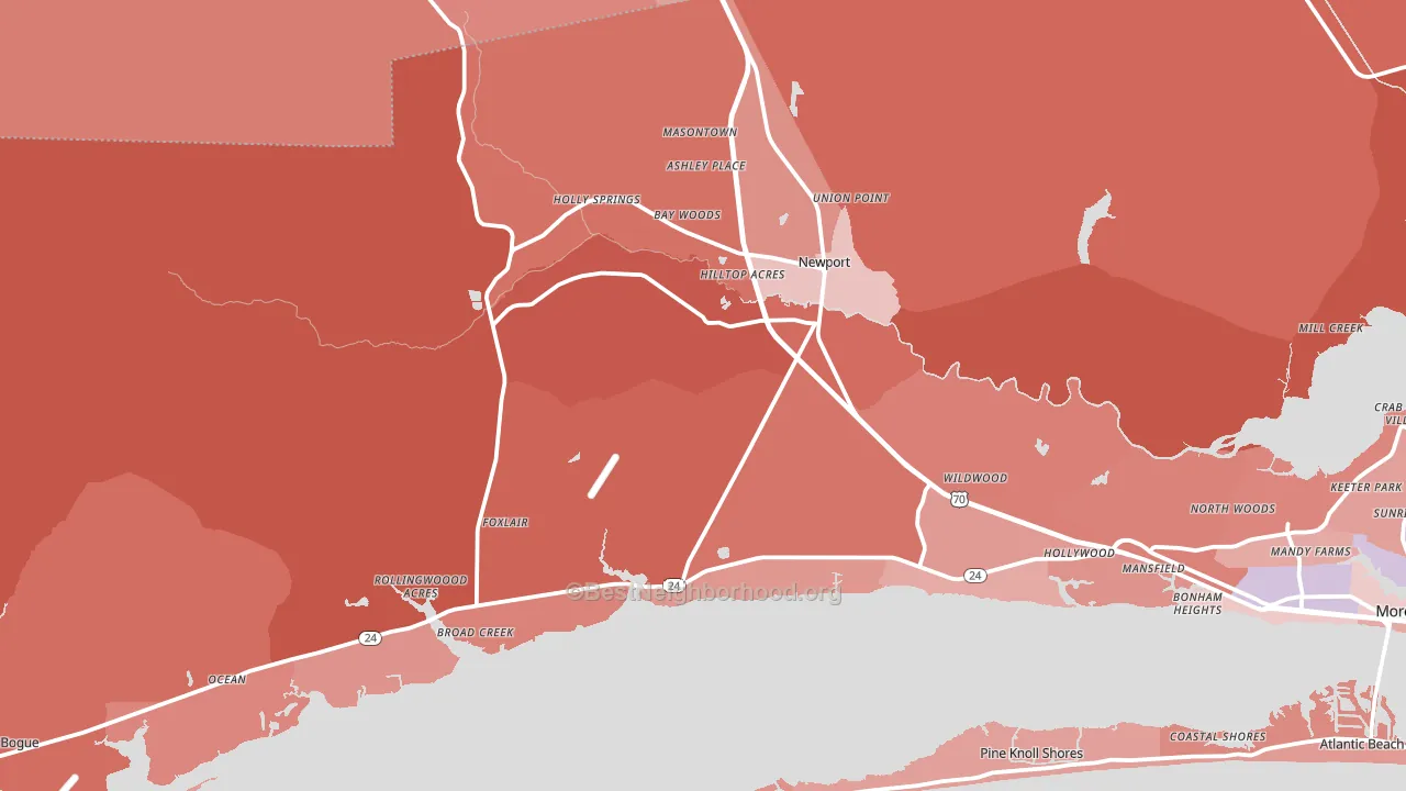 Newport, NC block-group political-lean map