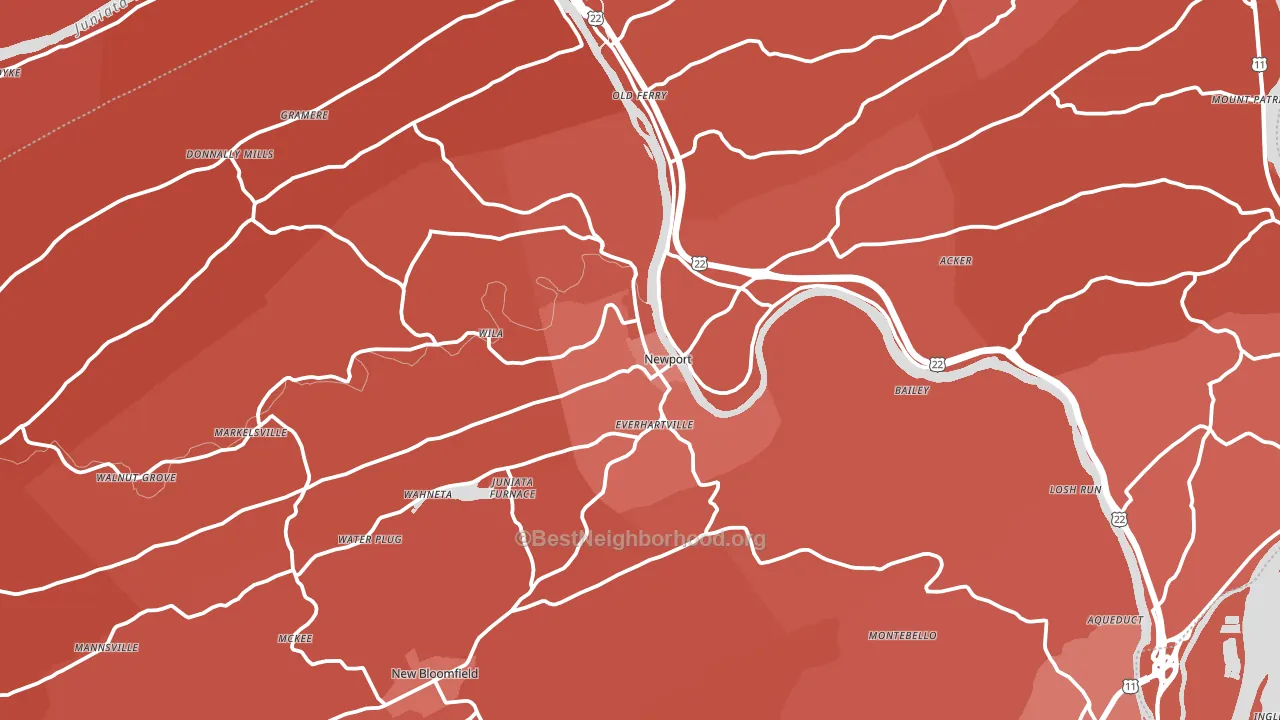 Newport, PA block-group political-lean map