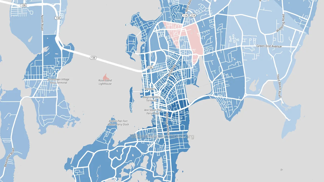 Newport, RI block-group political-lean map