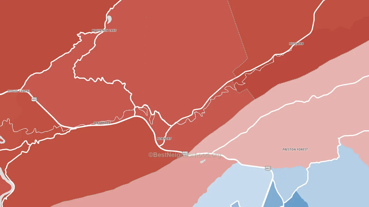 Newport, VA block-group political-lean map
