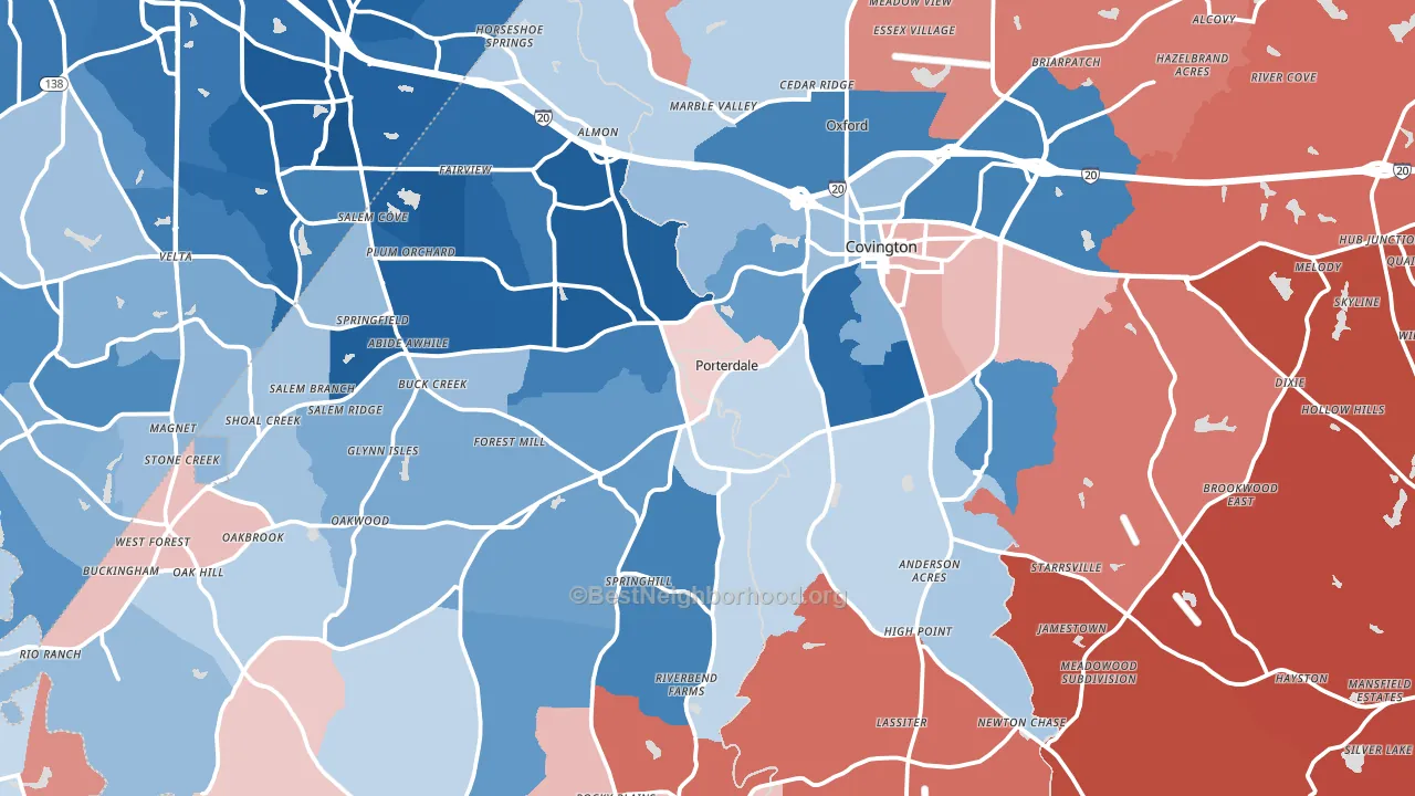 Newton County, GA block-group political-lean map