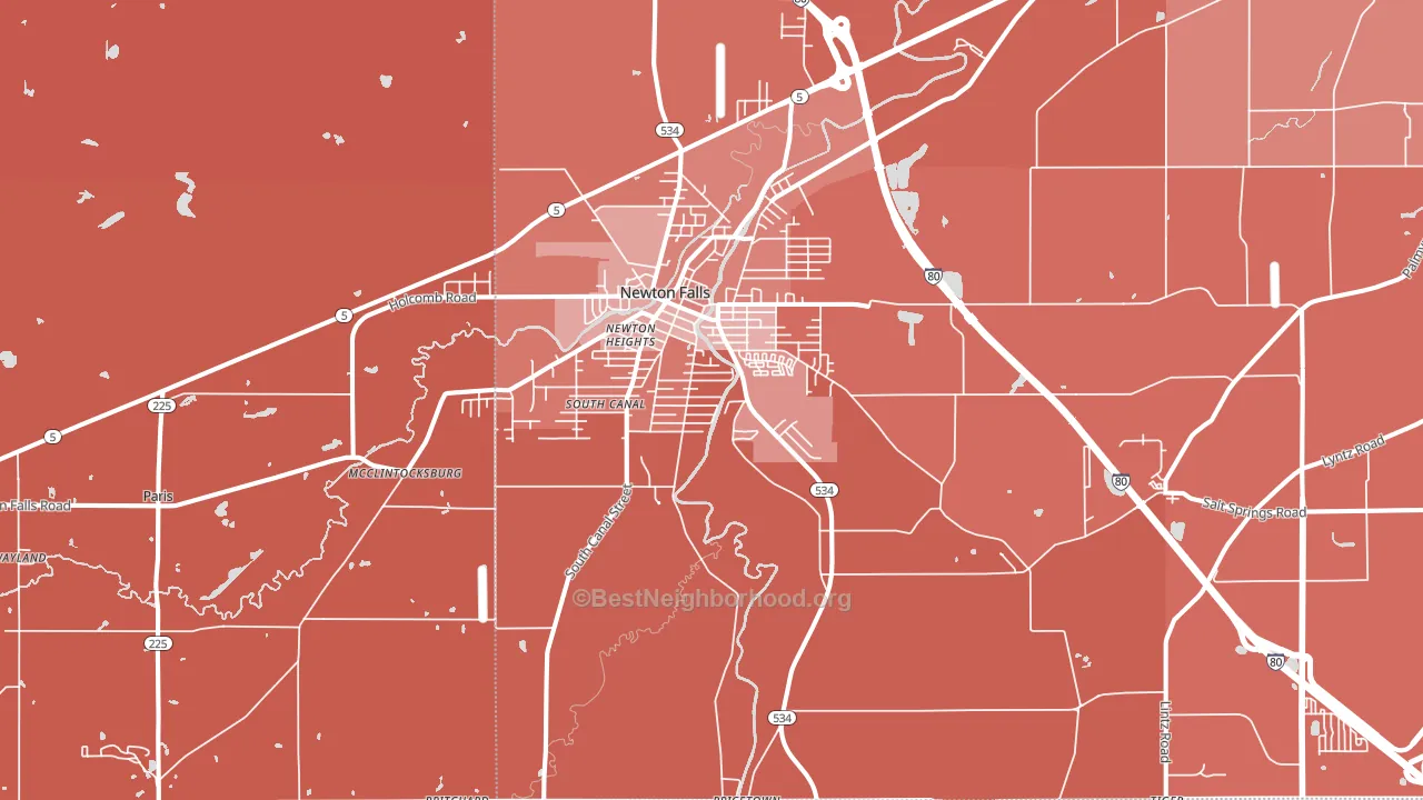 Newton Falls, OH block-group political-lean map