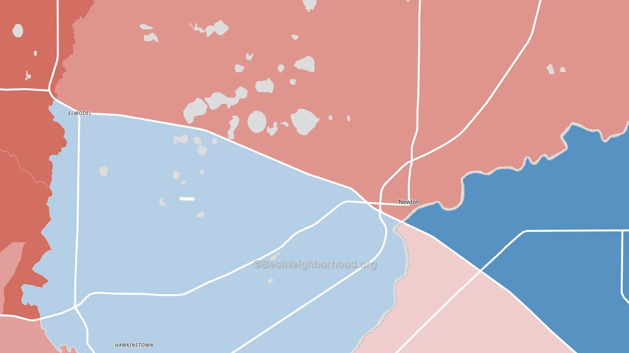 Newton, GA block-group political-lean map