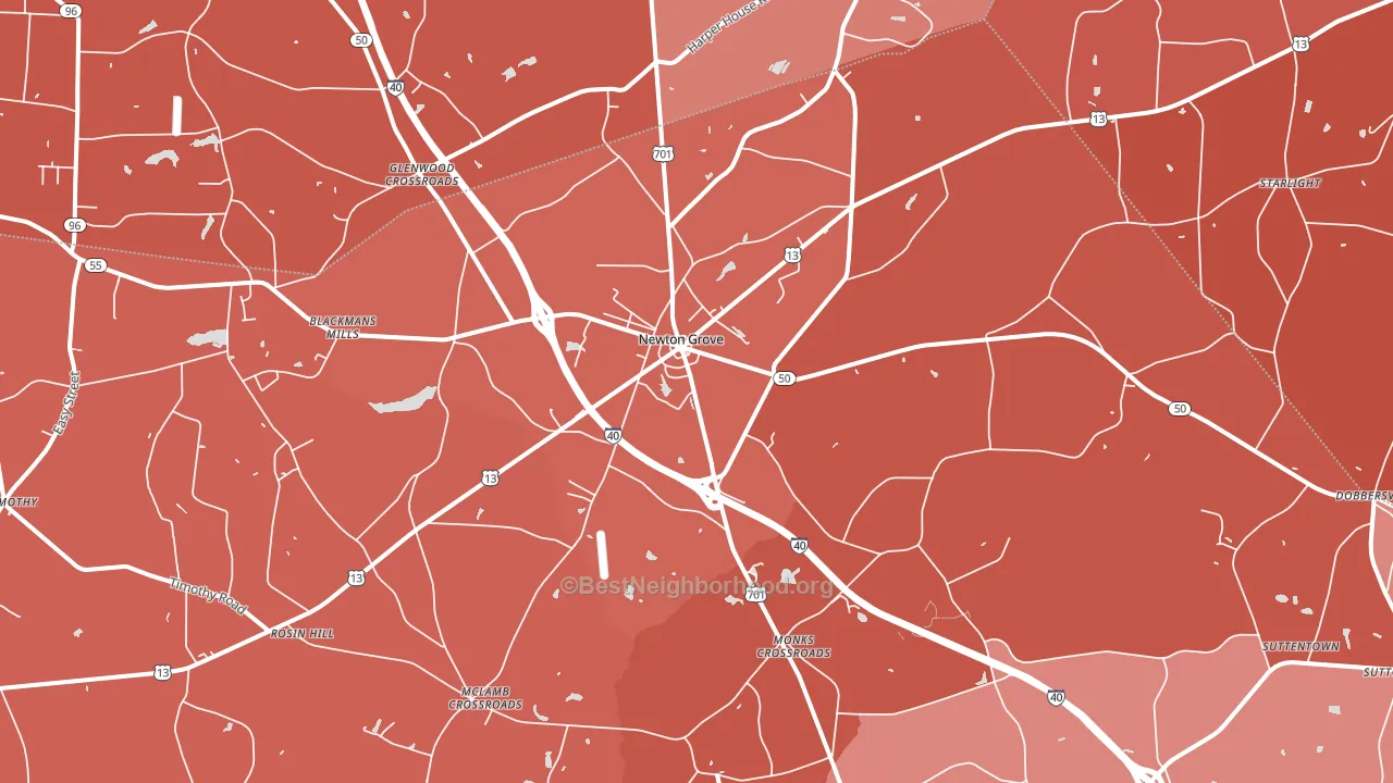 Newton Grove, NC block-group political-lean map
