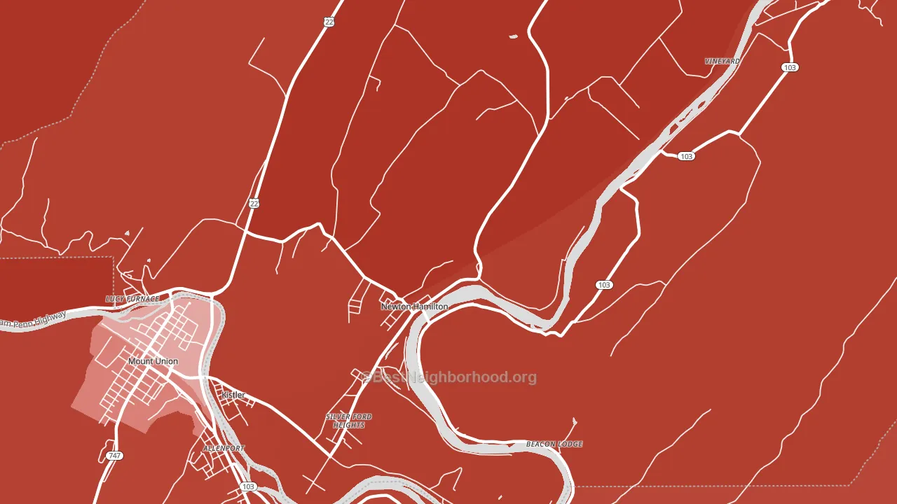 Newton Hamilton, PA block-group political-lean map