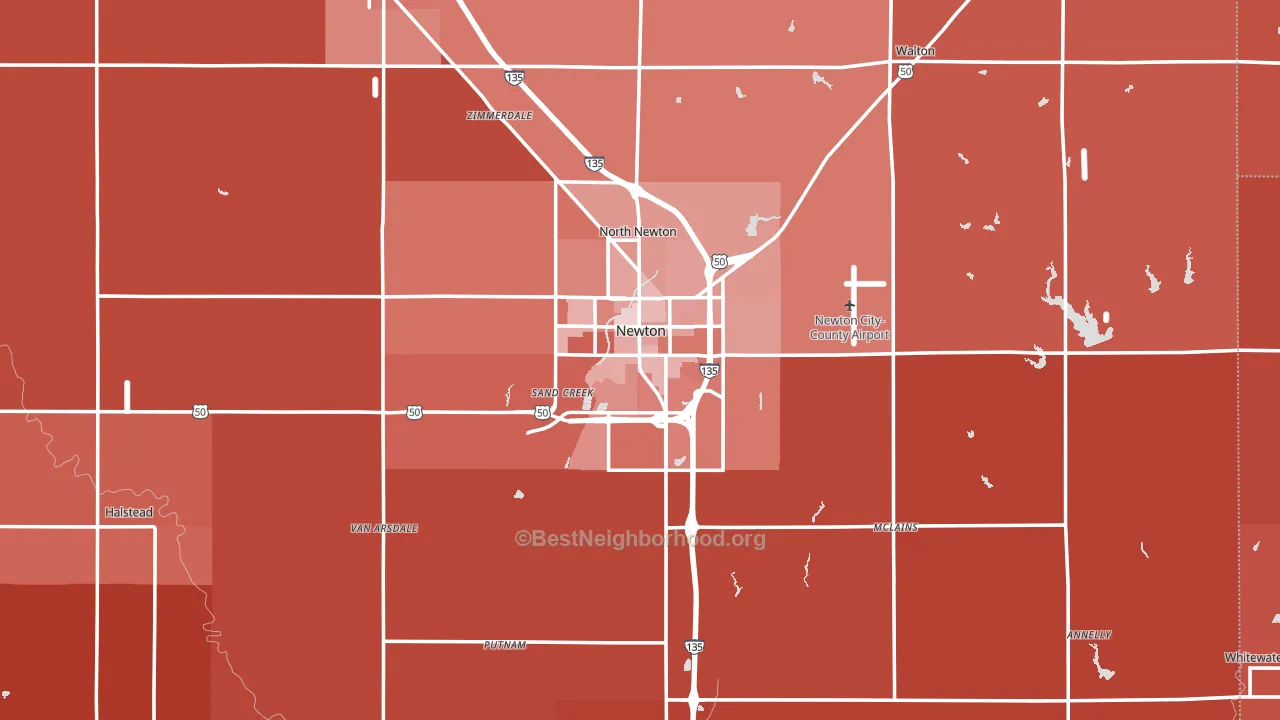 Newton, KS block-group political-lean map