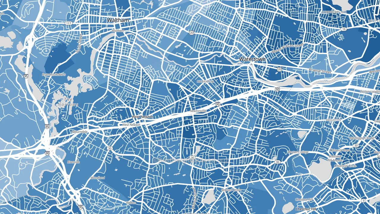Newton, MA block-group political-lean map