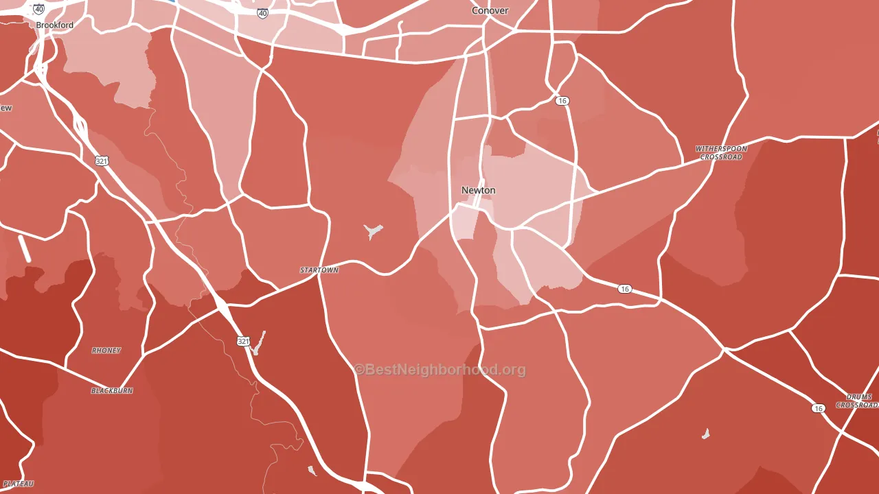 Newton, NC block-group political-lean map