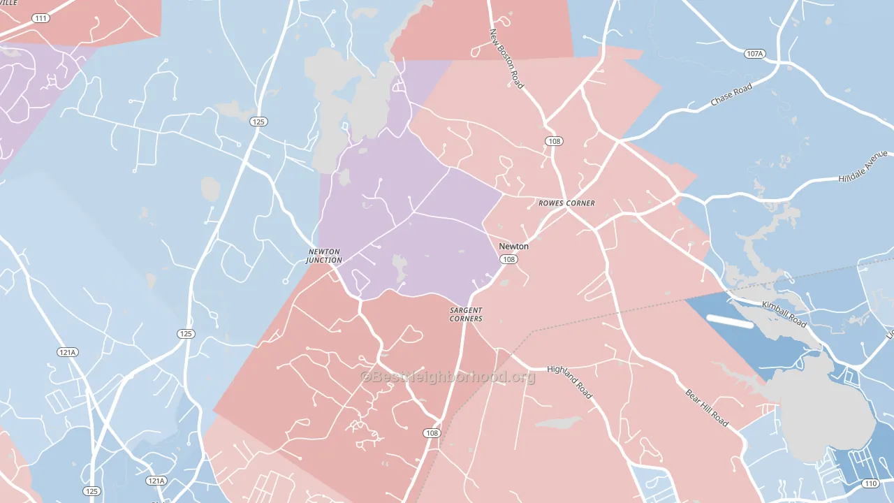 Newton, NH block-group political-lean map