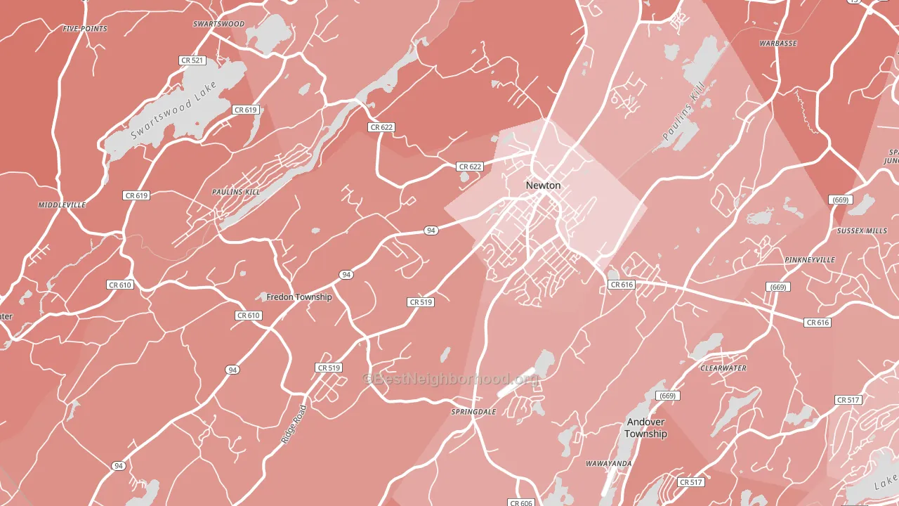Newton, NJ block-group political-lean map