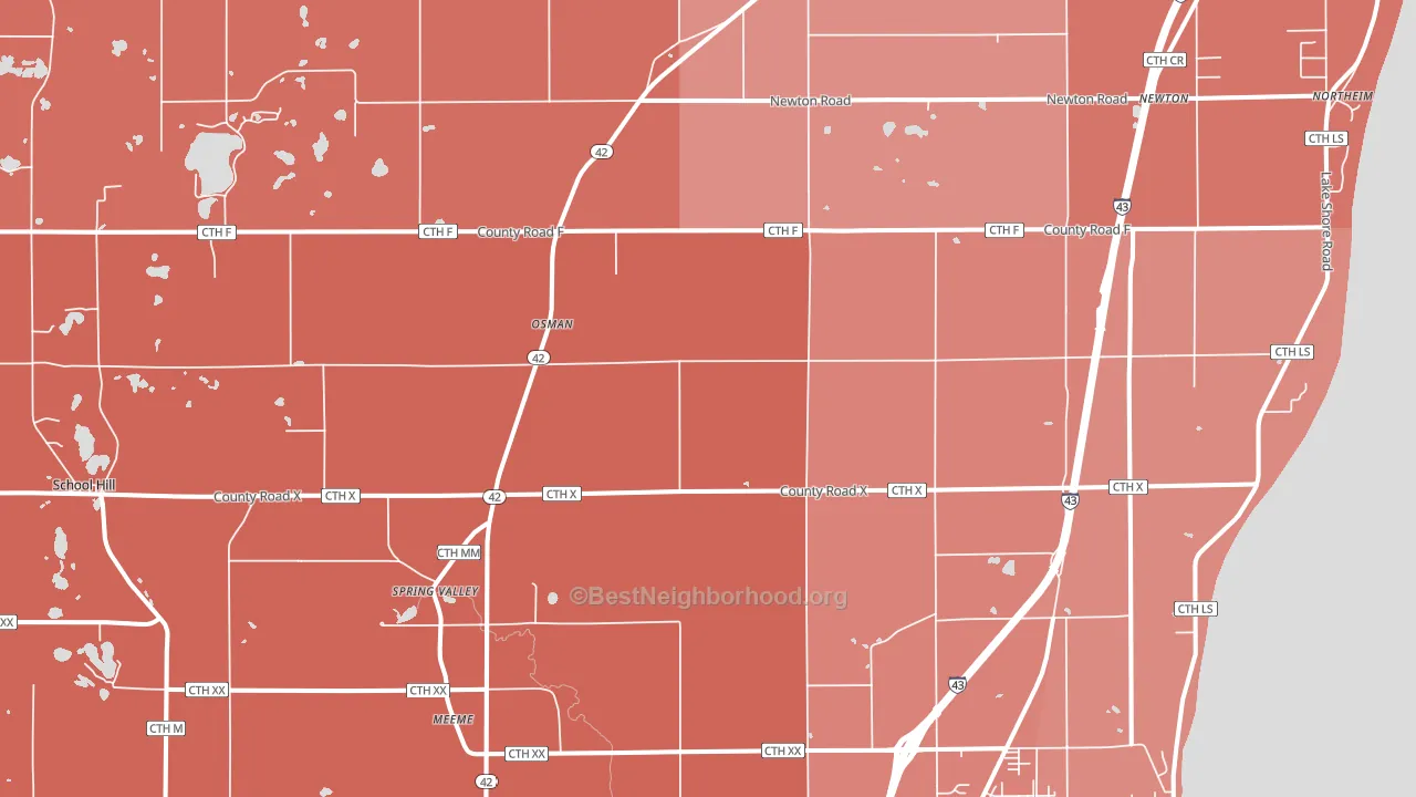 Newton, WI block-group political-lean map