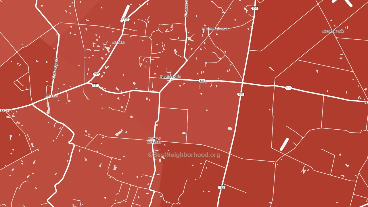 Newtonsville, OH block-group political-lean map