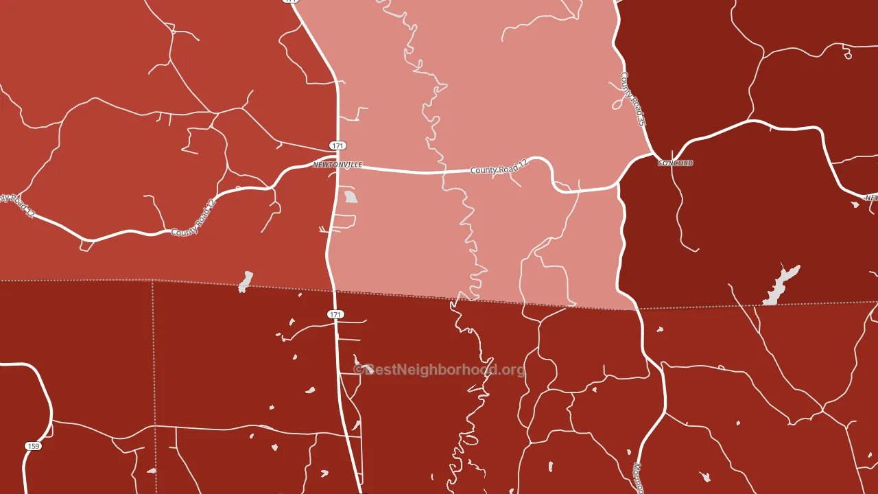Newtonville, AL block-group political-lean map