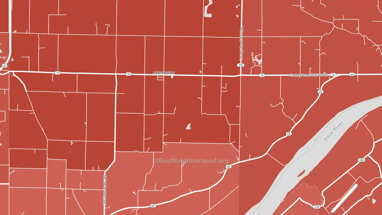 Newtonville, IN block-group political-lean map