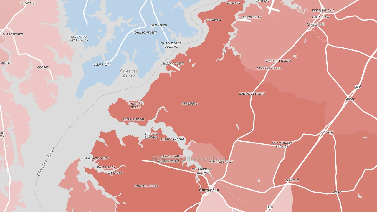 Newtown, MD block-group political-lean map