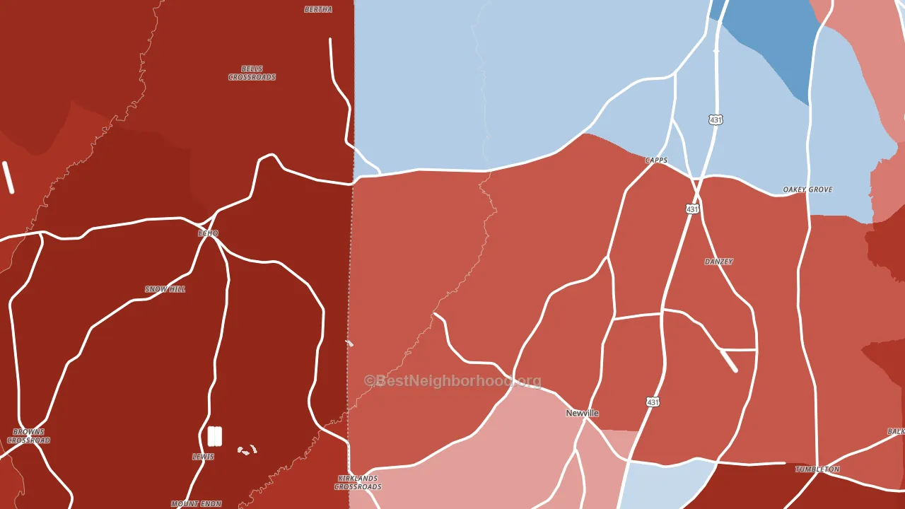 Newville, AL block-group political-lean map