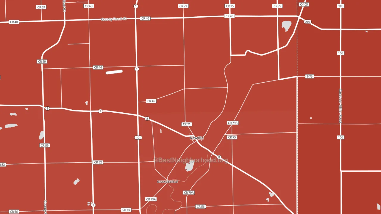 Newville, IN block-group political-lean map
