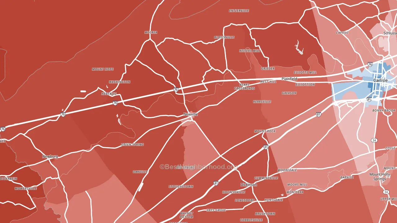 Newville, PA block-group political-lean map
