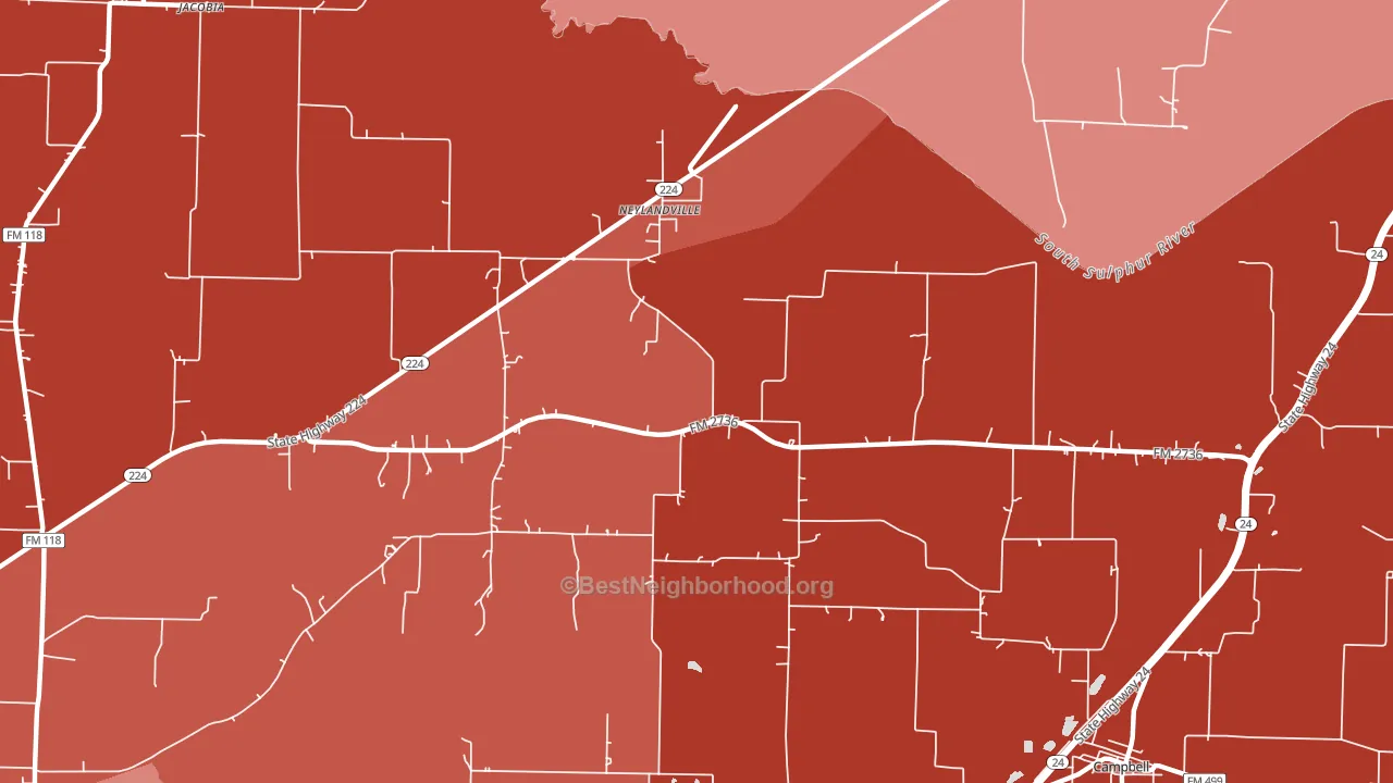 Neylandville, TX block-group political-lean map