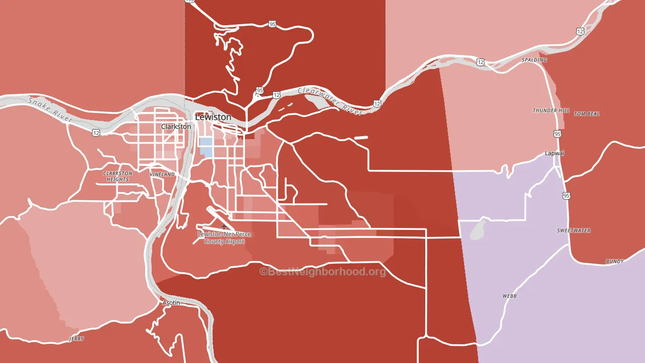 Nez Perce County, ID block-group political-lean map