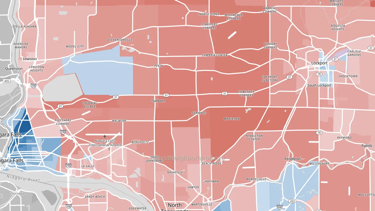 Niagara County, NY block-group political-lean map