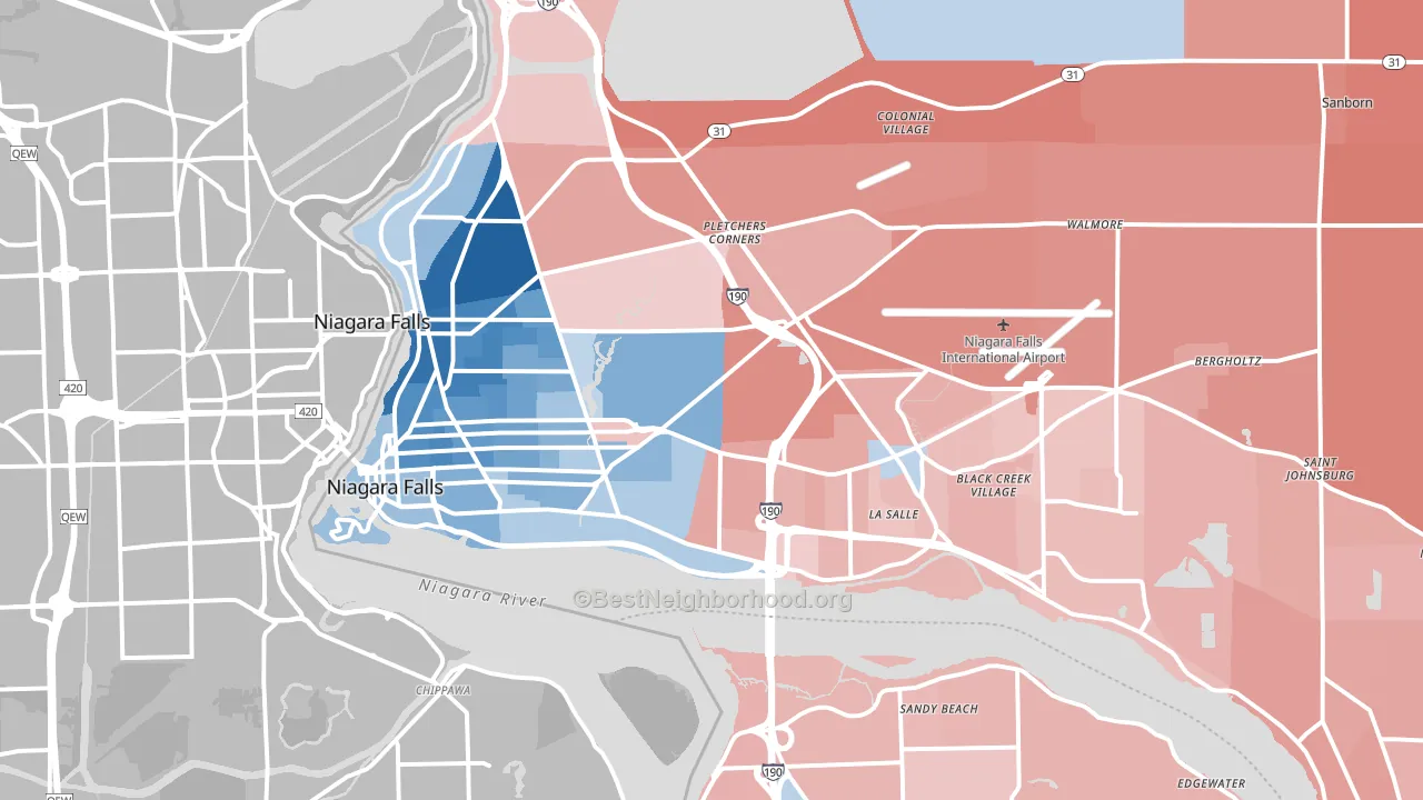 Niagara Falls, NY block-group political-lean map