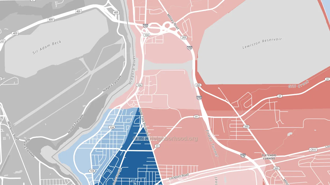 Niagara University, NY block-group political-lean map