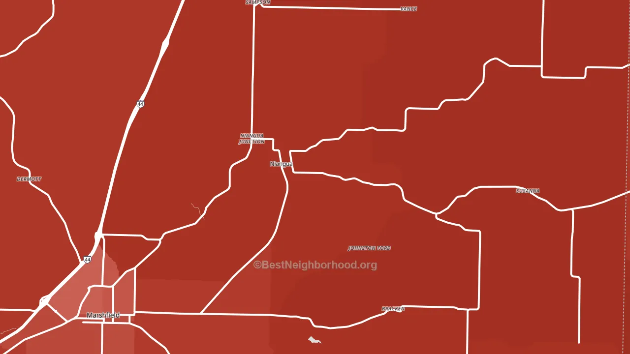 Niangua, MO block-group political-lean map