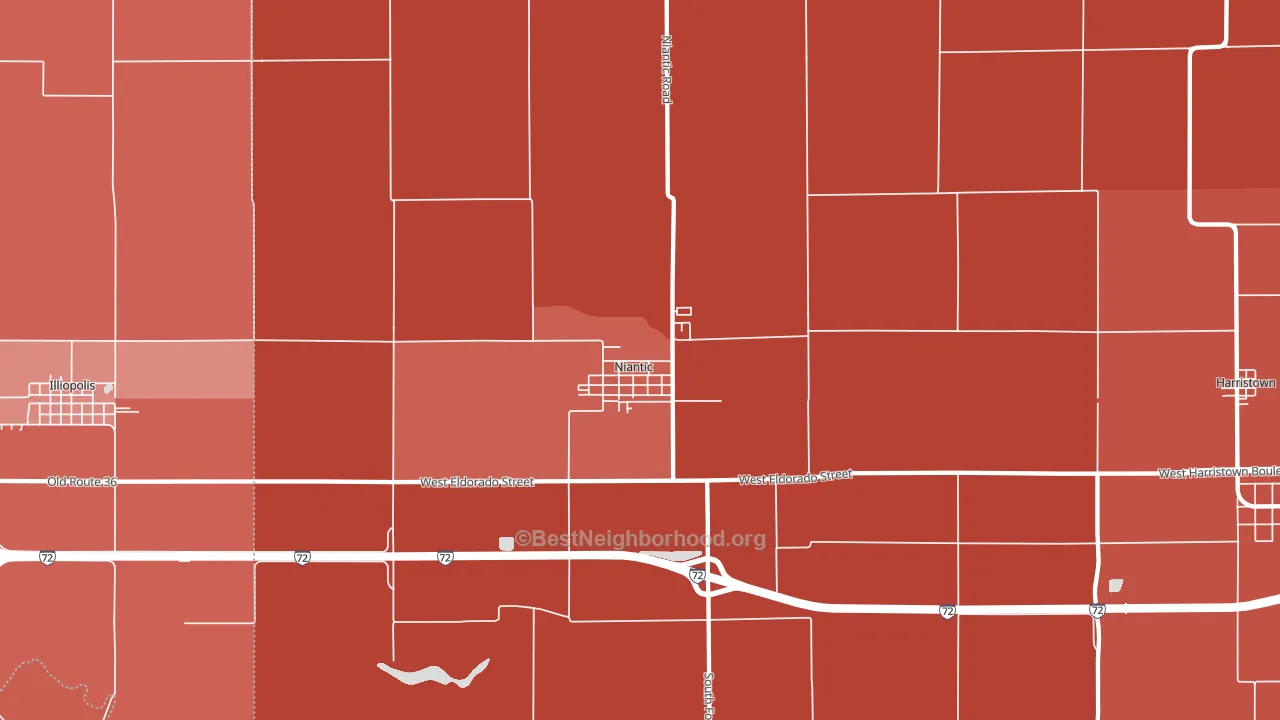 Niantic, IL block-group political-lean map