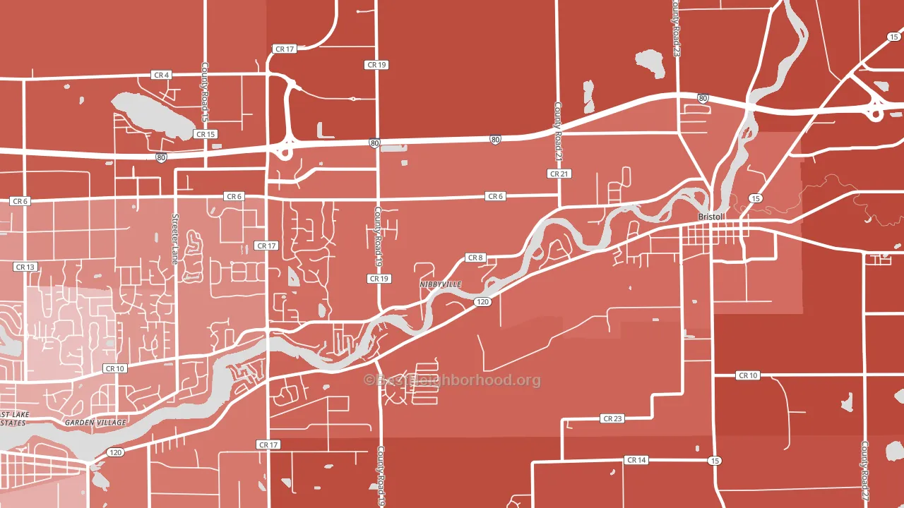 Nibbyville, IN block-group political-lean map