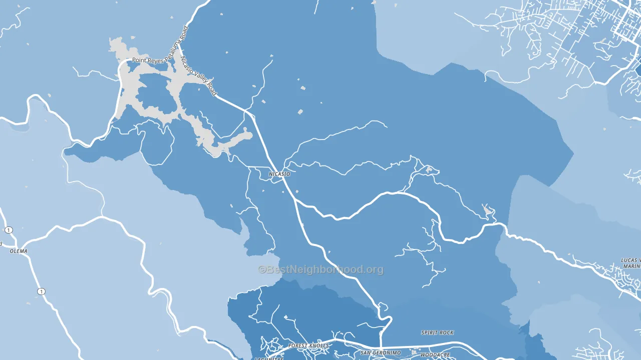Nicasio, CA block-group political-lean map