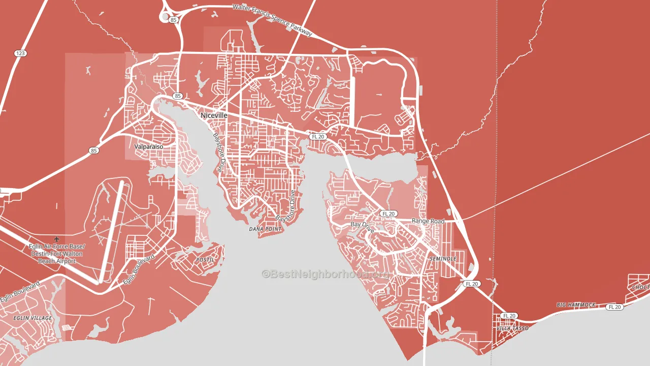 Niceville, FL block-group political-lean map