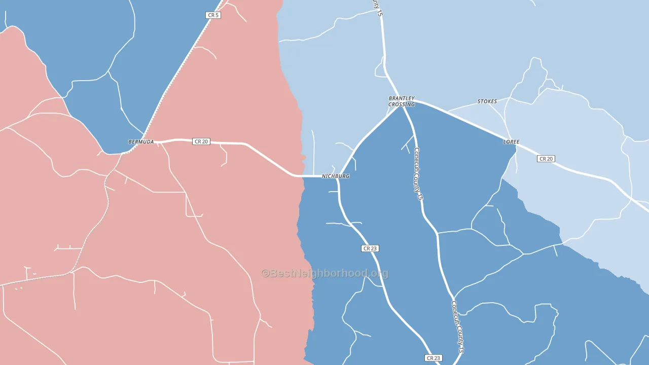Nichburg, AL block-group political-lean map