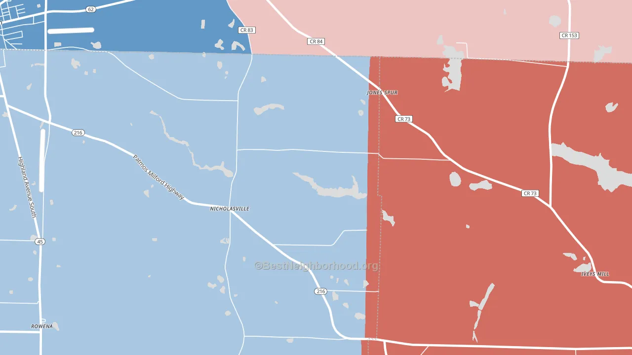 Nicholasville, GA block-group political-lean map