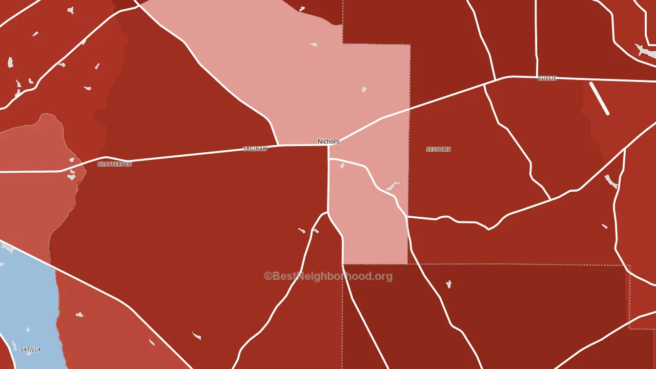 Nicholls, GA block-group political-lean map