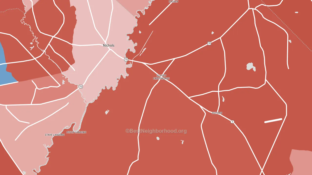 Nichols, SC block-group political-lean map