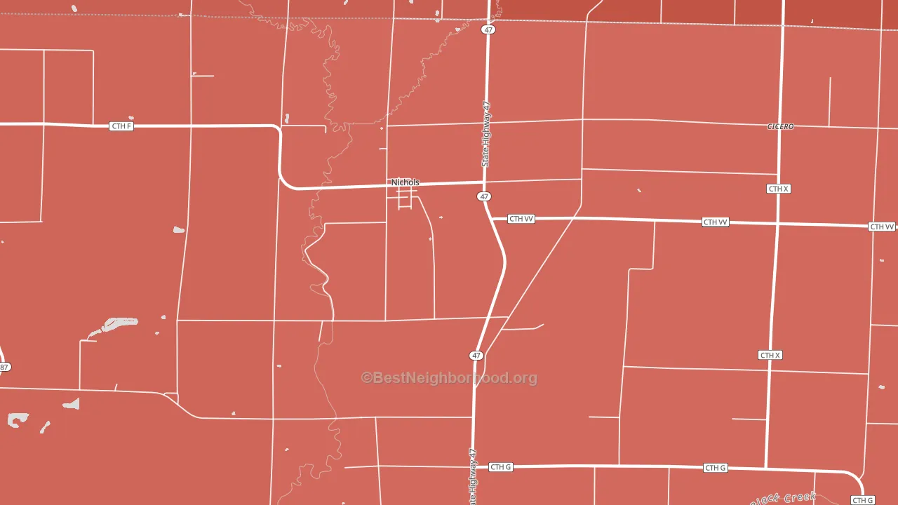 Nichols, WI block-group political-lean map