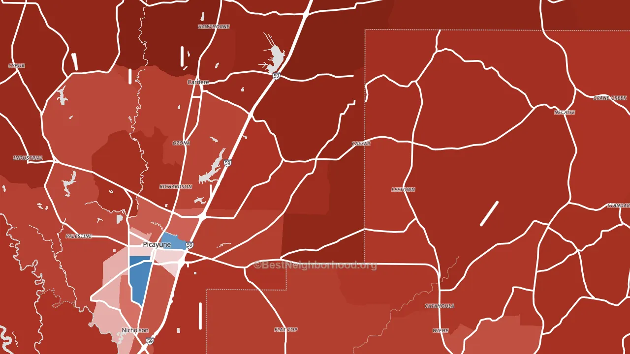 Nicholson, MS block-group political-lean map