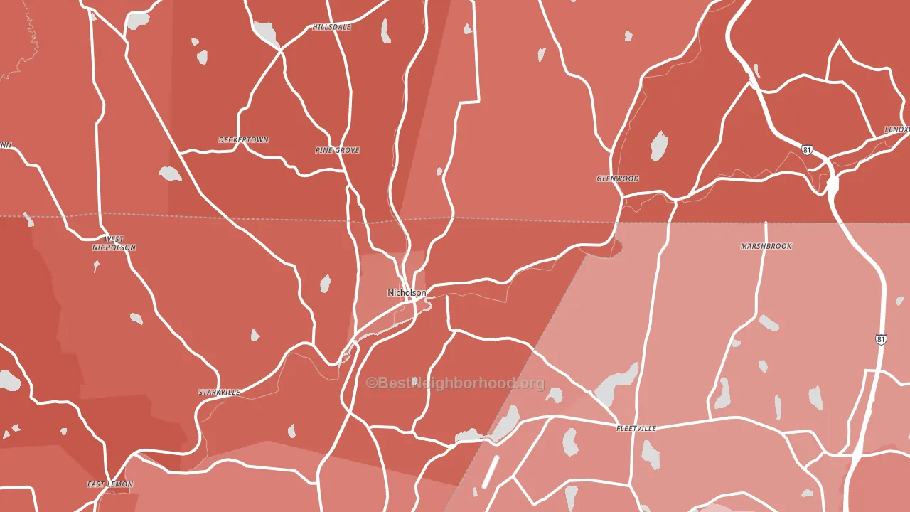 Nicholson, PA block-group political-lean map