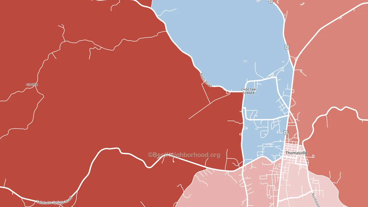 Nicholsville, AL block-group political-lean map