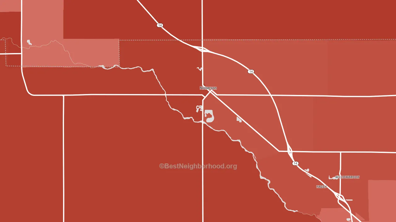 Nickerson, KS block-group political-lean map