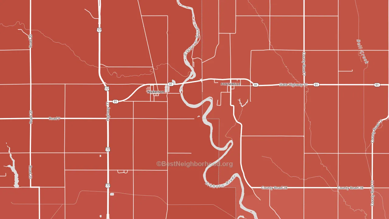 Nickerson, NE block-group political-lean map